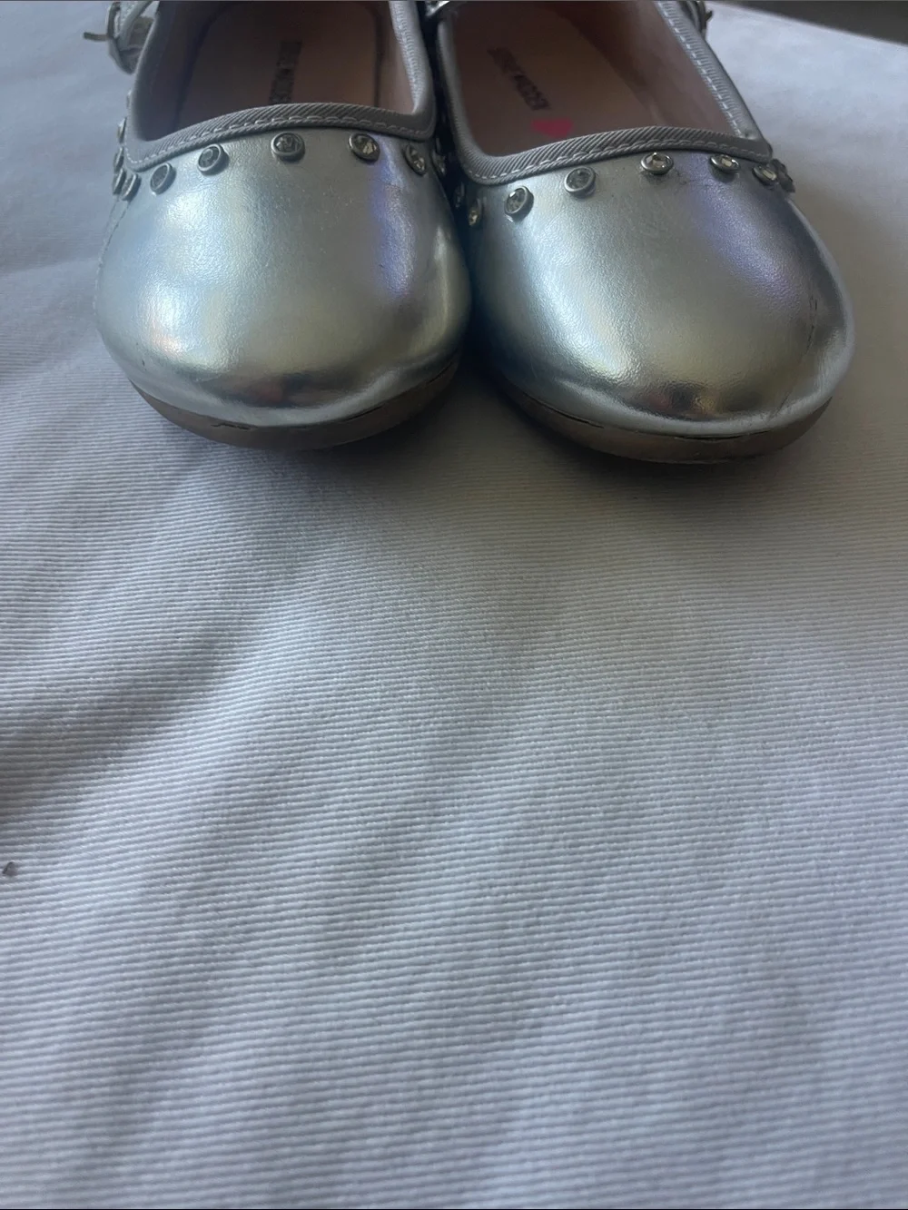Steve Madden Kids Silver Mary Jane Studded Flats Size 2